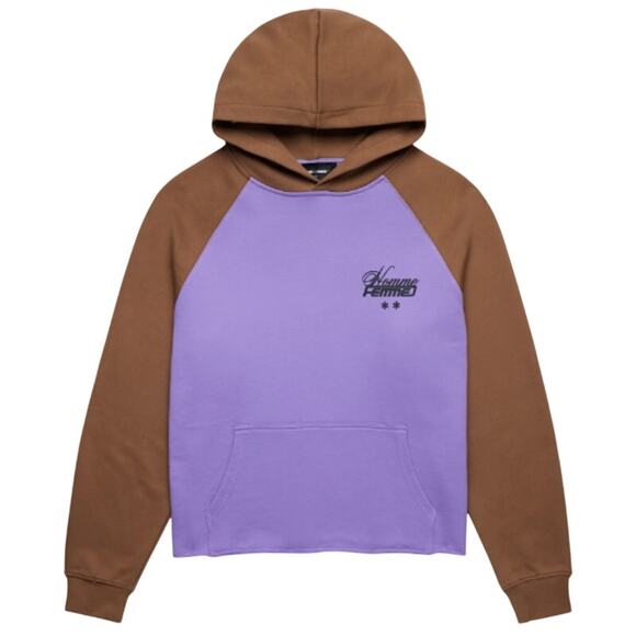 Homme + Femme Westwood Raglan Hoodie Brown/Purple Large - Picture 1 of 4